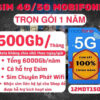 Sim 4G 5G Mobifone 12MDT150 500GB Thang Mien phi 12 thang